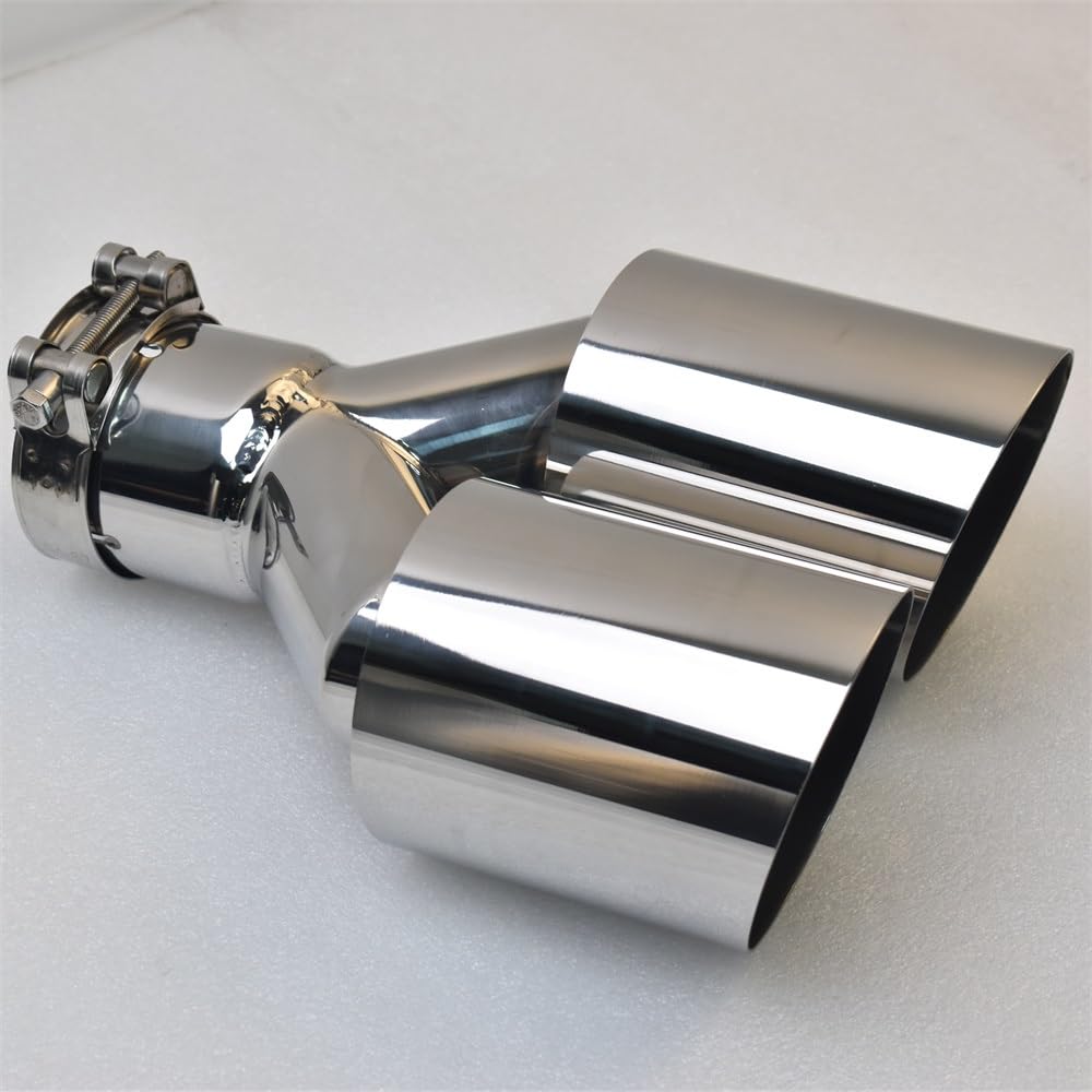 Punta Silenciador Escape Silenciador Tubo Para Escape Trasero Doble Cilindro Acero Inoxidable 304 Universal Para Automóvil Acero Inoxidable Exportación(48MM IN- 89MM OUT)