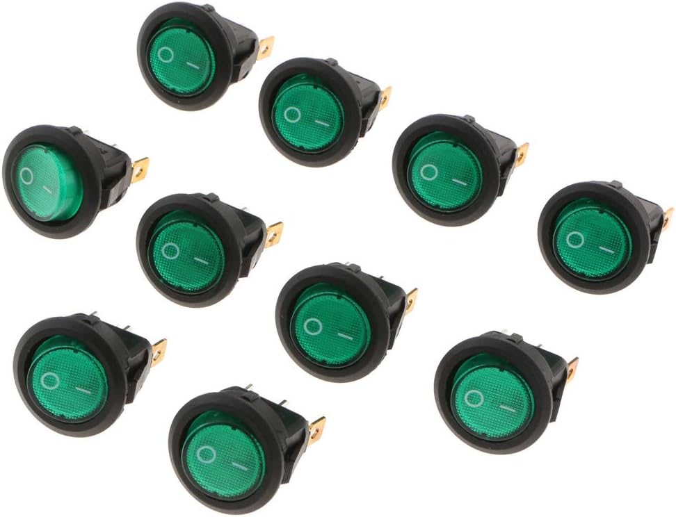 10個 ロッカー プッシュボタンスイッチ 車 家電製品 トグルスイッチ 改造スイッチ 緑 Aquaapparels Com