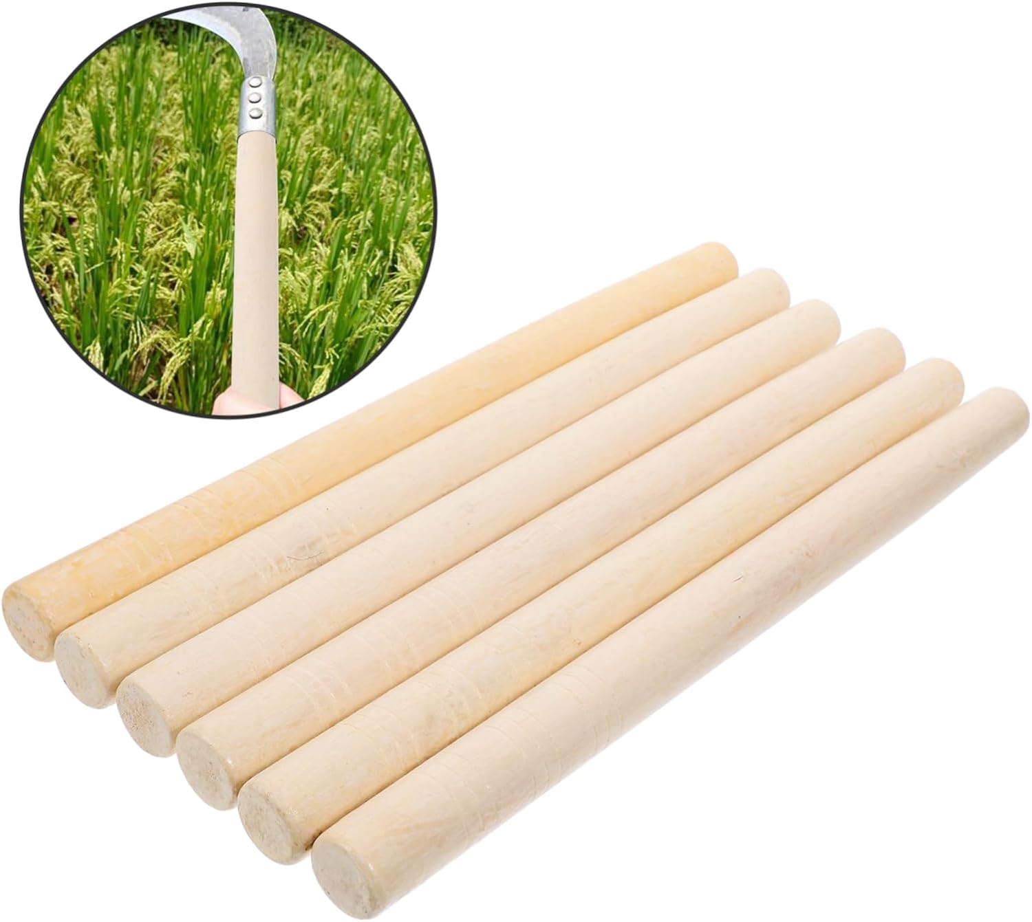 Kisangel 6pcs Wooden Shiba Sword Handle Replacement for Weeding Tools Japanese Scythe Garden Cultivator Sickle Knife Scythe Tool Handles