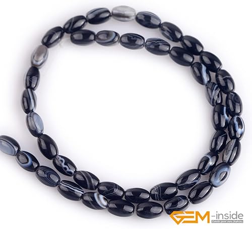 Miniatura 7 de GEM-Inside - Cuentas de ágata ovalada natural de 0.315 x 0.630in con forma de olivos de Botswana Onyx Sardonyx para hacer joyas, cuentas sueltas de