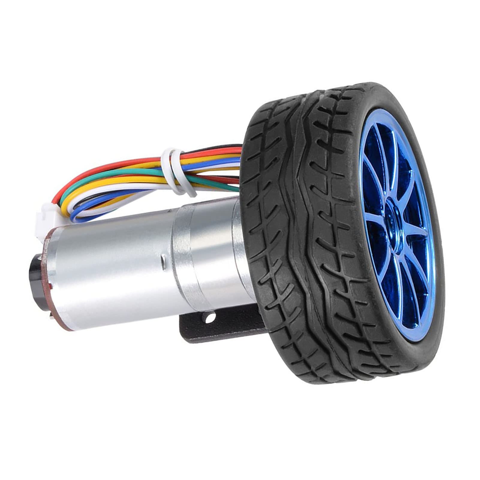Motor de engranaje codificador de 12 V CC, kit de motor de alta velocidad, incluye codificador para robot de coche inteligente, soporte de motor y rueda de 65 mm (200 RPM)