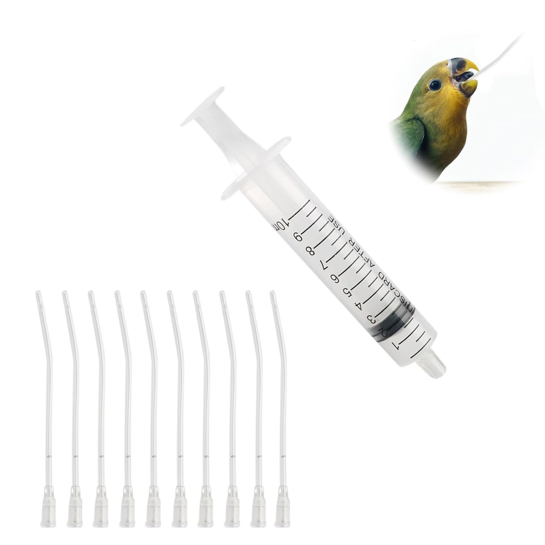 Weenwill Baby Feeding Set,10Ml Baby Bird Feeding Syringe Set With 10 Tubes,Hand Feeding Tool For Parrots,Pigeons,Sparrows,And Small Animals,Safe Plastic Milk Feeder For Young Birds,Easy To Clean & Reusable