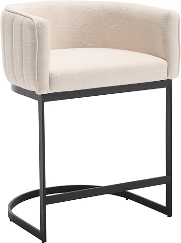 Miniatura 10 de Kmax Taburete de bar de 24.5 pulgadas de alto, moderno taburete tapizado de terciopelo con marco de metal negro con canal copetudo para isla de