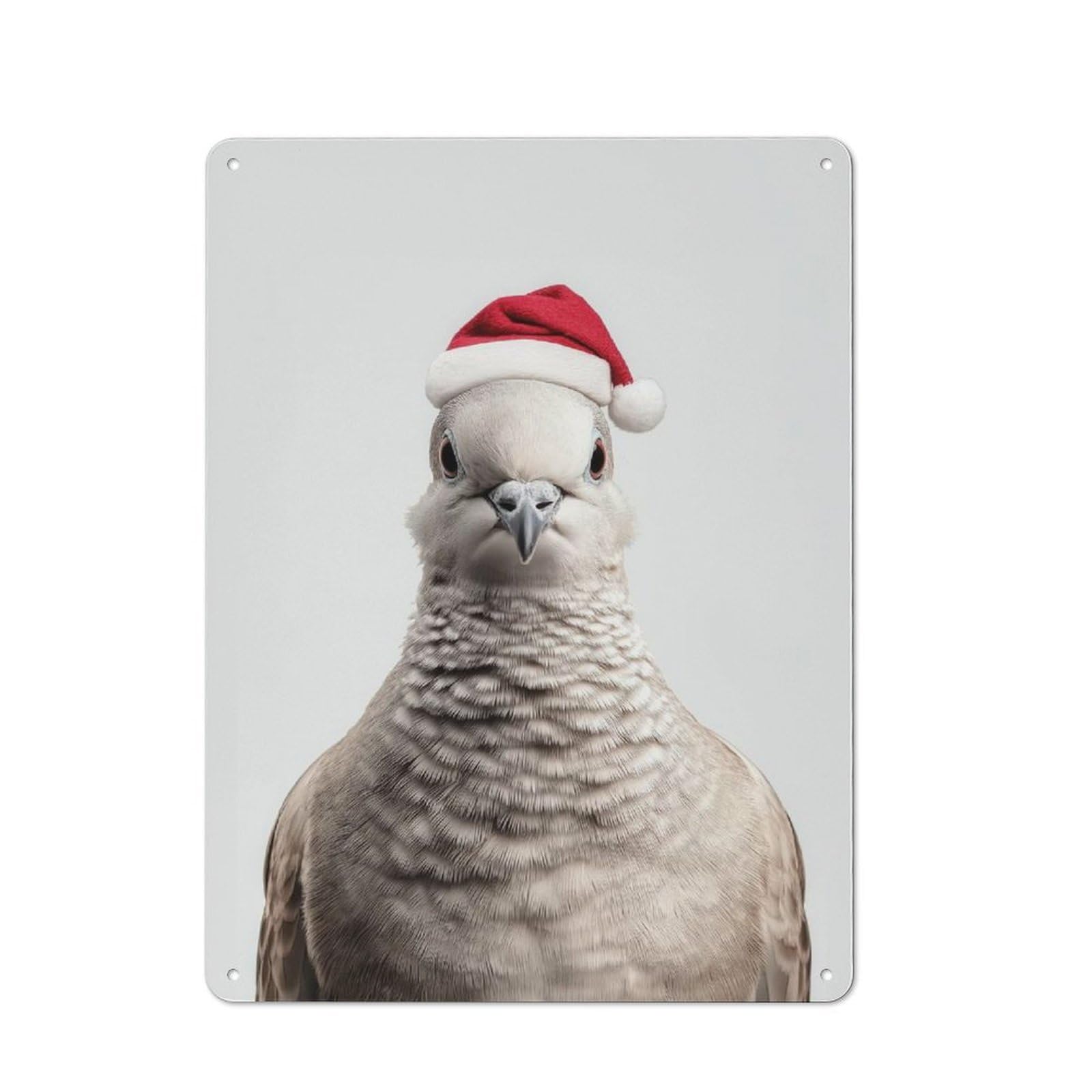 Junmoney Dove With Santa Hat Tin Wall Plaque 40X30cm With For Guest Room Or Hallway, For Metal Sign Collectors, For Garage And Workshop Walls