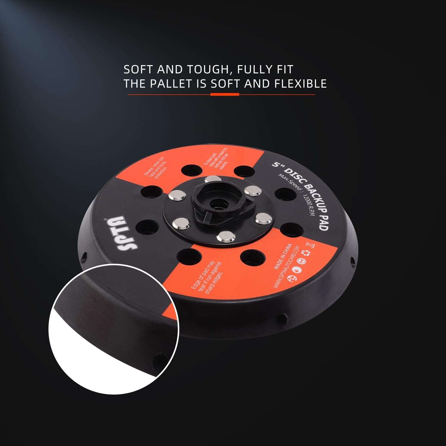 SPTA 2Pcs 5Inch Universal Dual Action Backing Plate, Backing Plate for DA Polisher,Hook & Loop, 5/16"-24 Thread,Fits DA Polishers Up to 12,000 OPM, Sand, Buff, Polish & Finish, Auto Detailing - Image 5