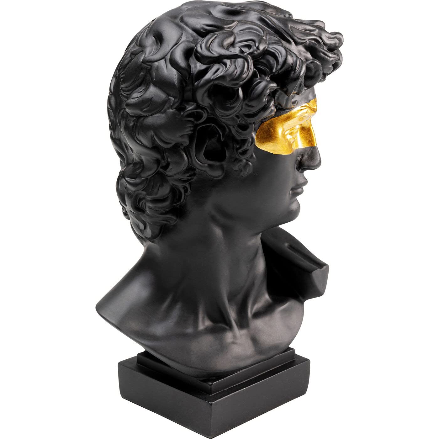 Kare Design Deko Objekt David Eyes, Schwarz, Kopf, Polyresin lackiert und foliert, Unikat, Handbemalt, 30x18x16 cm (H/B/T)
