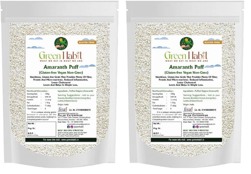 Image of Greenhabit Amaranth puff (Rajgira Puff) | Gluten-free |Vegan|Non GMO| (200gm Pack of 4)