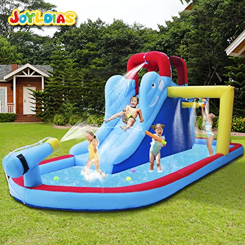JOYLDIAS Inflatable Bounce House, Water Slide Bouncer Playhouse Castle w/Splash Pool, Climbing Wall, Basketball Hoop & Carry Bag, 480W Air Blower for Kids Backyard Indoor Outdoor Use, Free Water Gun - image 7