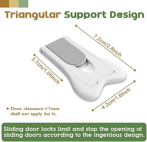 Miniatura 2 de Maveek Paquete de 4 cerraduras para puertas correderas de seguridad para niños, color blanco, a prueba de niños, para baño, patio, cocina, armarios,