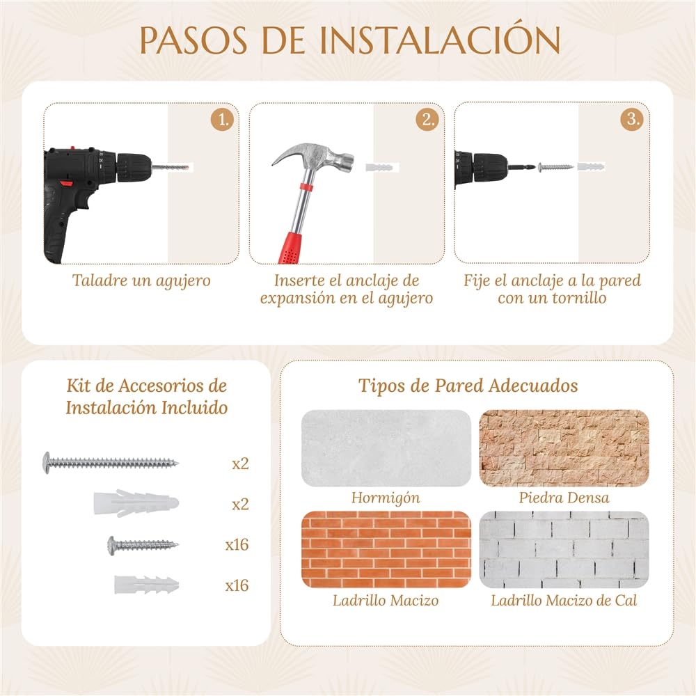 Yaheetech Estante de Escalada para Gatos 4 en 1 Mueble de Pared Beige | Fácil montaje, Ahorra espacio,Duradero,Poste sisal resistente,multifuncional,Bola colgante sustituible, Felpa suave