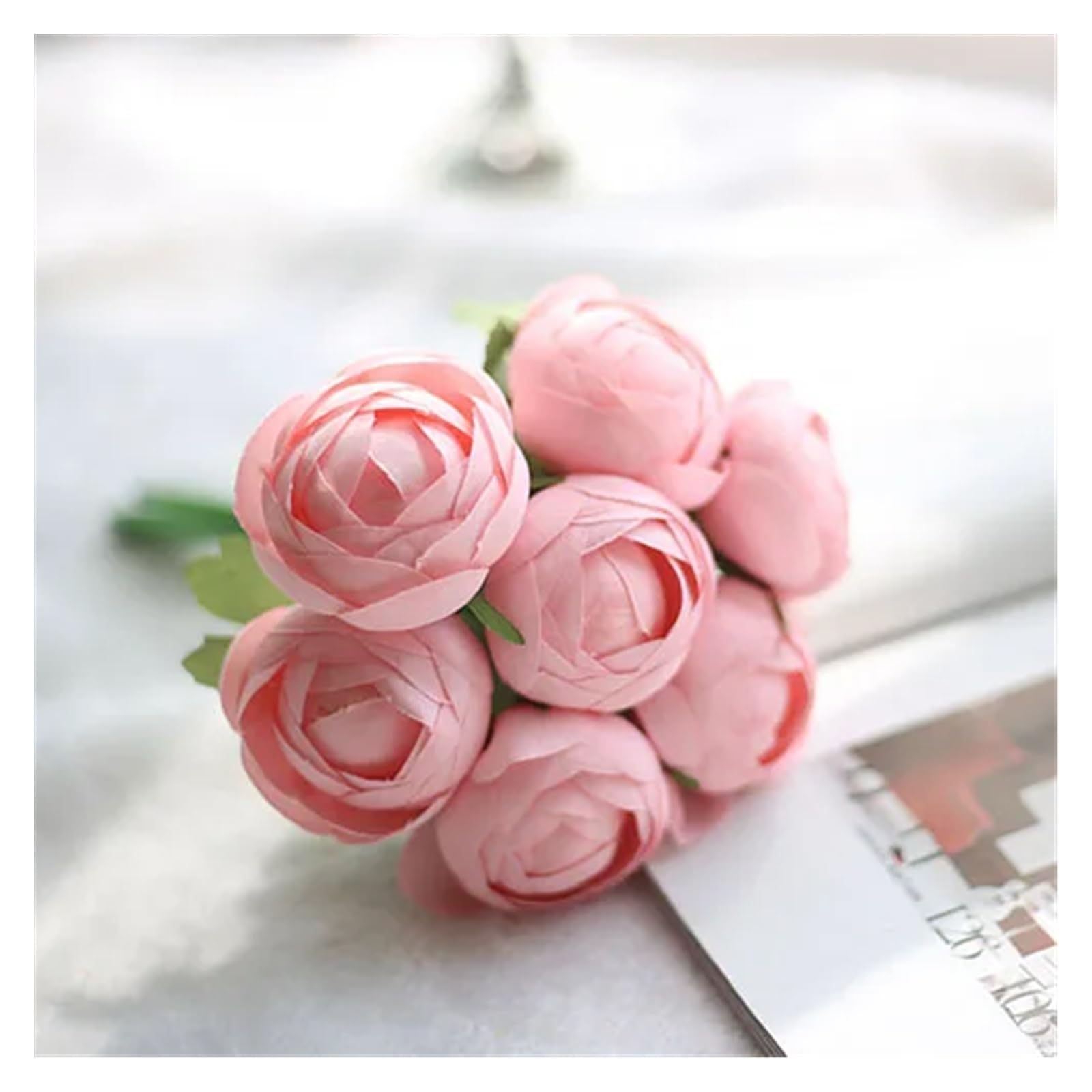 HJRegaFimu Artificial Flowers Wedding Bouquet Roses Accessories Bridesmaids Bridal Bouquets Mariage Supplies Fake Flowers(soft Pink Bouquet)