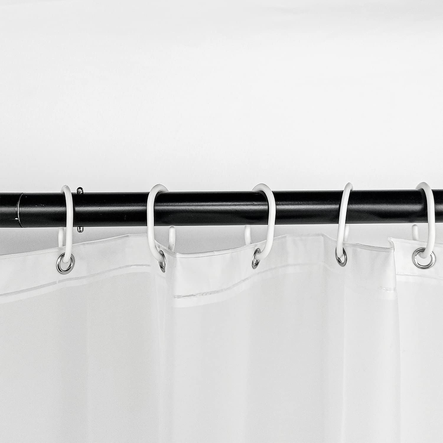 WedDecor Heavy Duty PEVA Shower Curtains Frosty White Shower Curtain Liner Mildew & Mould Resistant With 12 Curtain Hook Waterproof Bath Curtain - Image 5