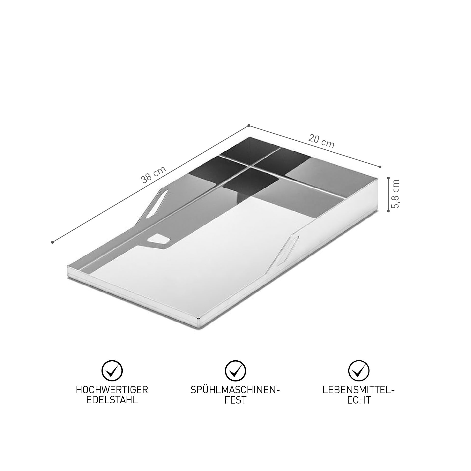 THÜROS Plancha Grillplatte 20x38 cm Edelstahl