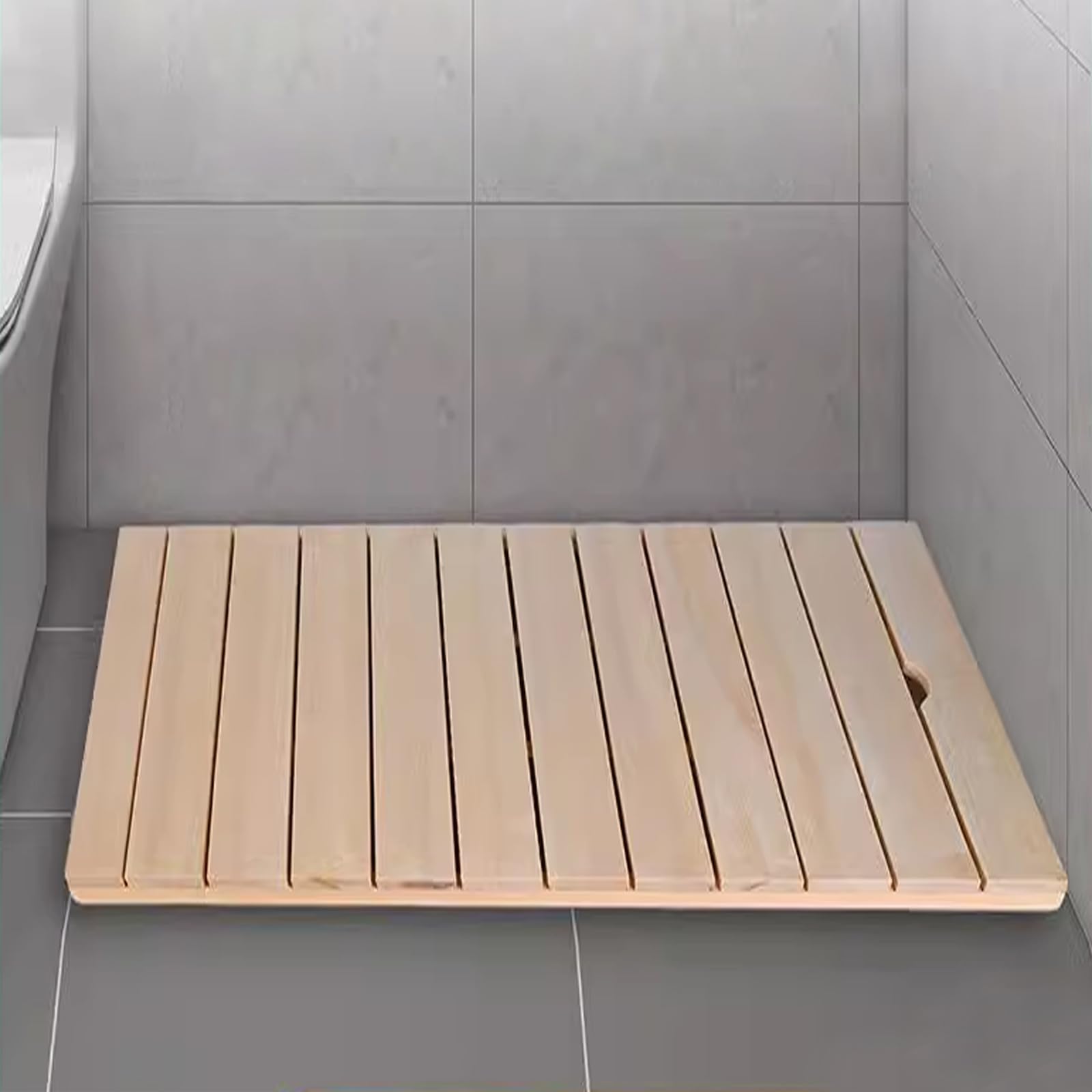Rectangular Wooden Bath Mat,Duck Board,Spa Bamboo Bath Mat,Wooden Shower Mat,Bathtub Mats,Drying Mat,Kitchen Mat,Slatted Design,with Non Slip Feet,for Shower Doorsteps,Sauna,Tub (40x55cm/16x22in)