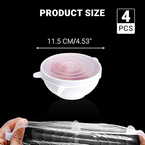 Miniatura 3 de Paquete de 4 tapas elásticas de silicona reutilizables de 4.5 pulgadas, fundas de silicona para almacenamiento de alimentos, tapas elásticas