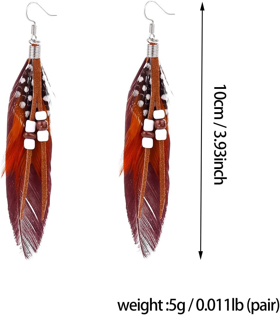 Vintage Bohemian Faux Feather Long Dangle Earrings for Women Men Tassel Hook Earring Jewellery - Image 2