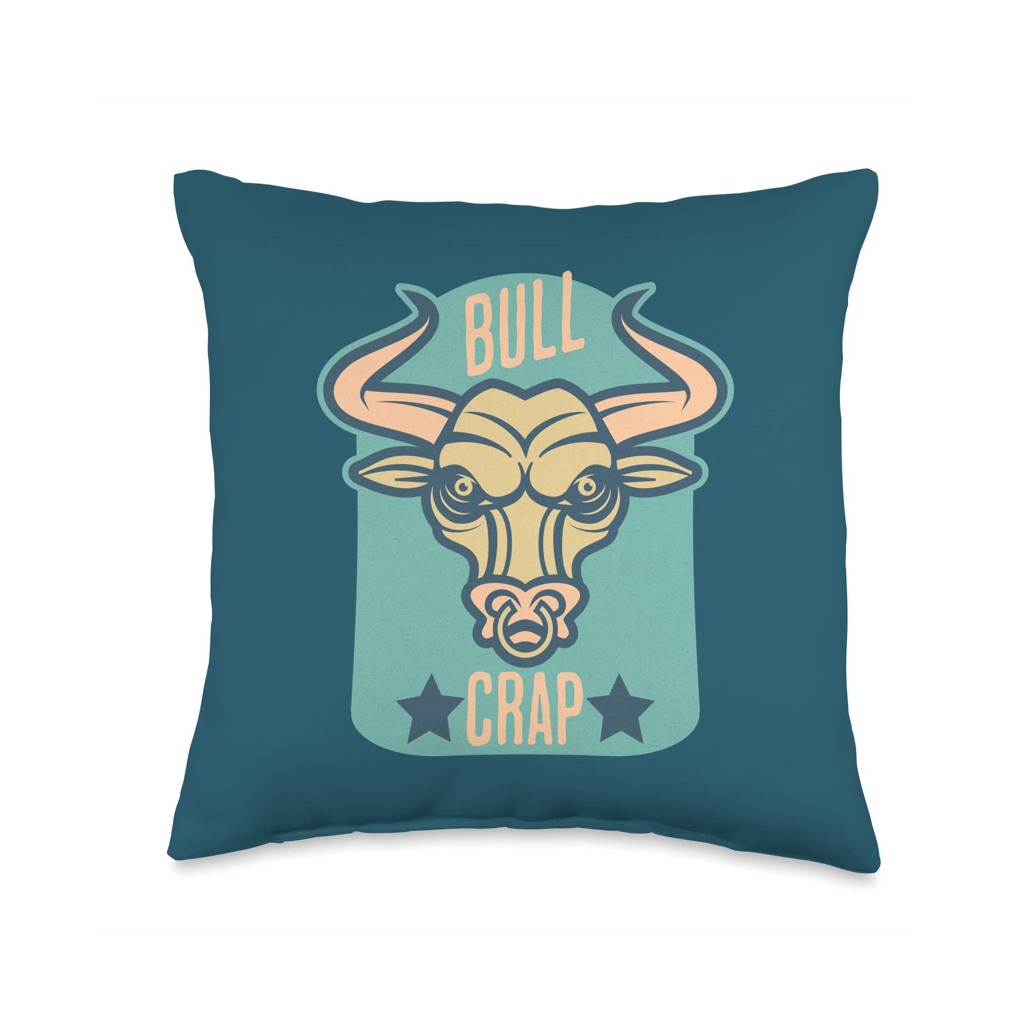FunnyCoolZone Funny Awesome Bull Crap Throw Pillow, 16x16, Multicolor