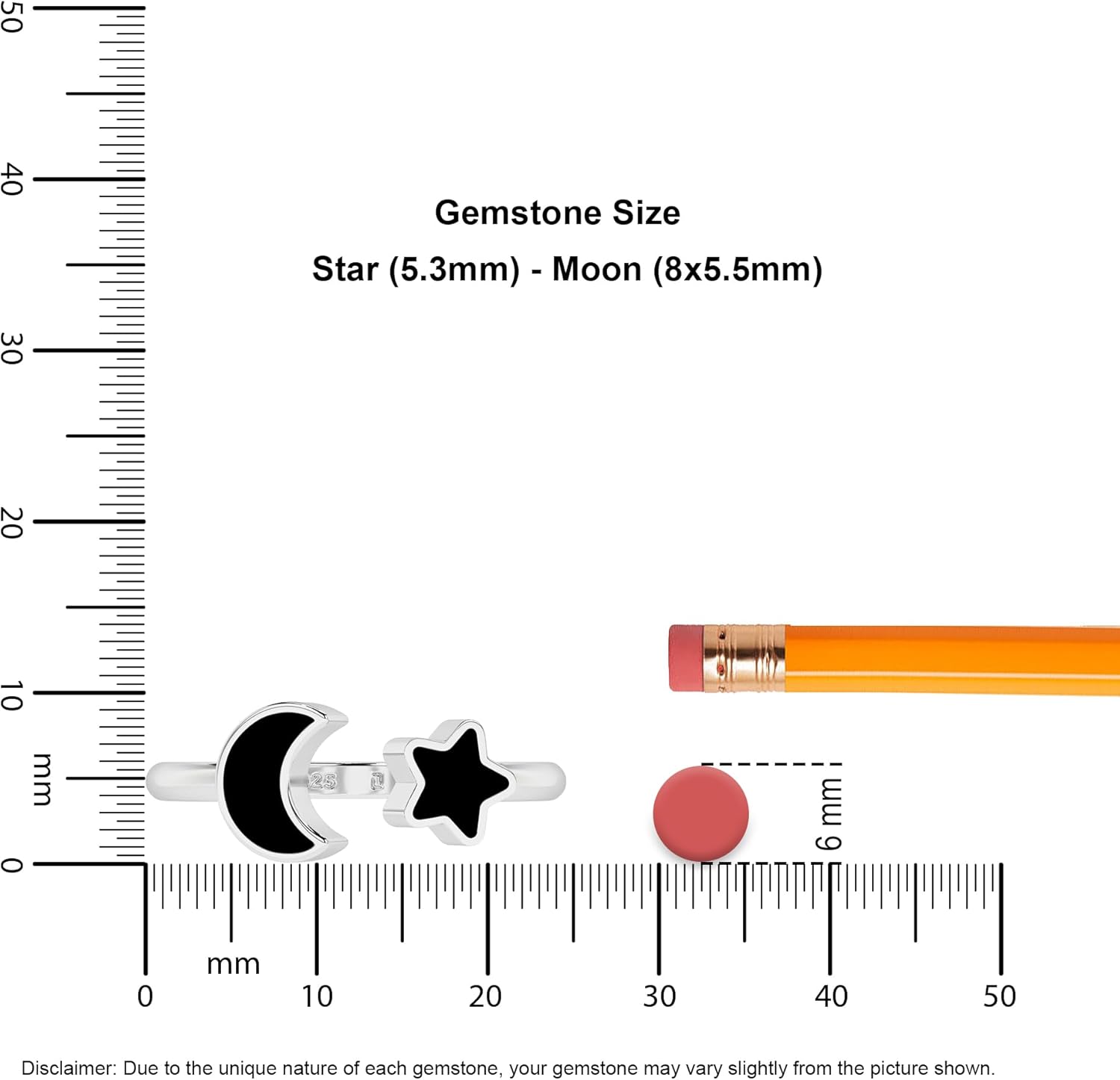 Natural Gemstones Star Moon Shape Stackable Rings for Women in Sterling Silver | Dainty Birthstone Jewelry Gifts for Her Birthday, Anniversary, Christmas