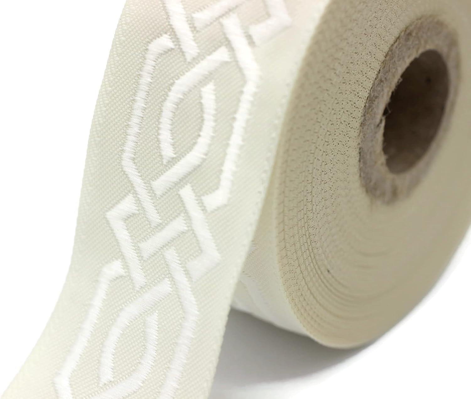 Celtic Claddagh 10.9 Yards White Embroidered Woven Jacquard Ribbon - 1.37 Inches Wide