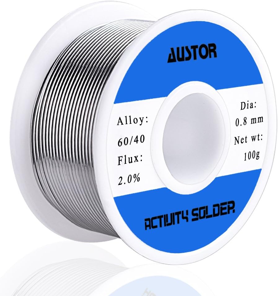 60-40 Tin Lead Rosin Core Solder Wire for Electrical Soldering (100g, 0.8mm)