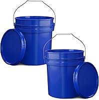 Vista 15 de EconoHome Contenedor de cubo amarillo de 5 galones con tapa, asas de metal con agarre de plástico para un fácil transporte, fácil de apilar