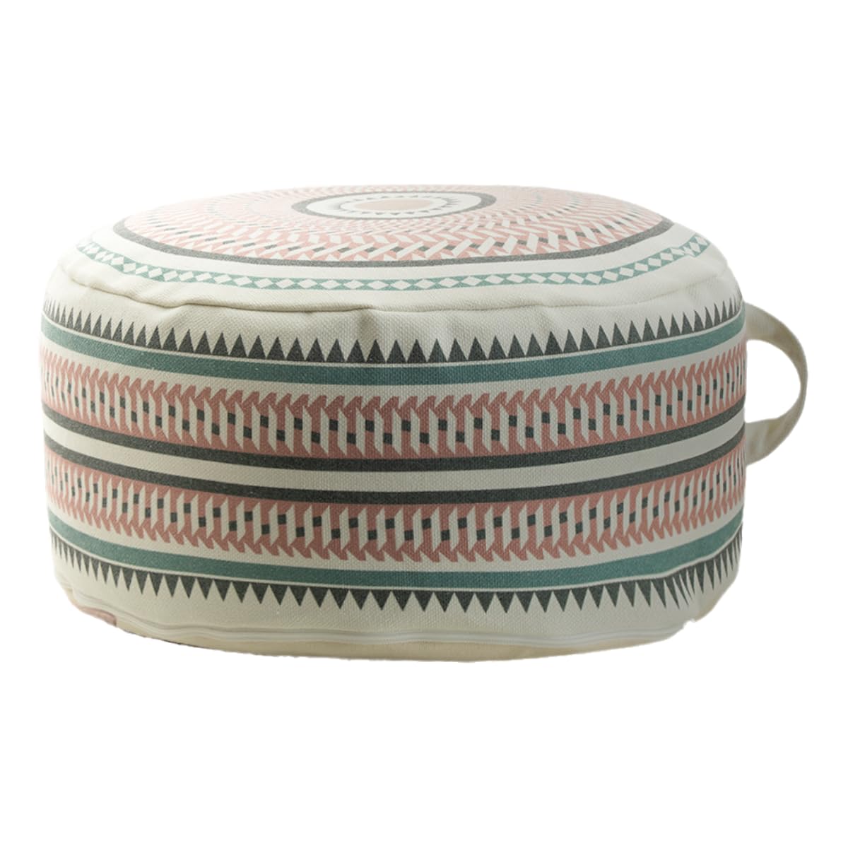 MOCOFO Round Geometric Pattern Pouf Cover with Zipper 18"x18"x8" Storage Canvas Ottoman Seat Footrest for Living Room Bedroom Kids Room Pastel Home