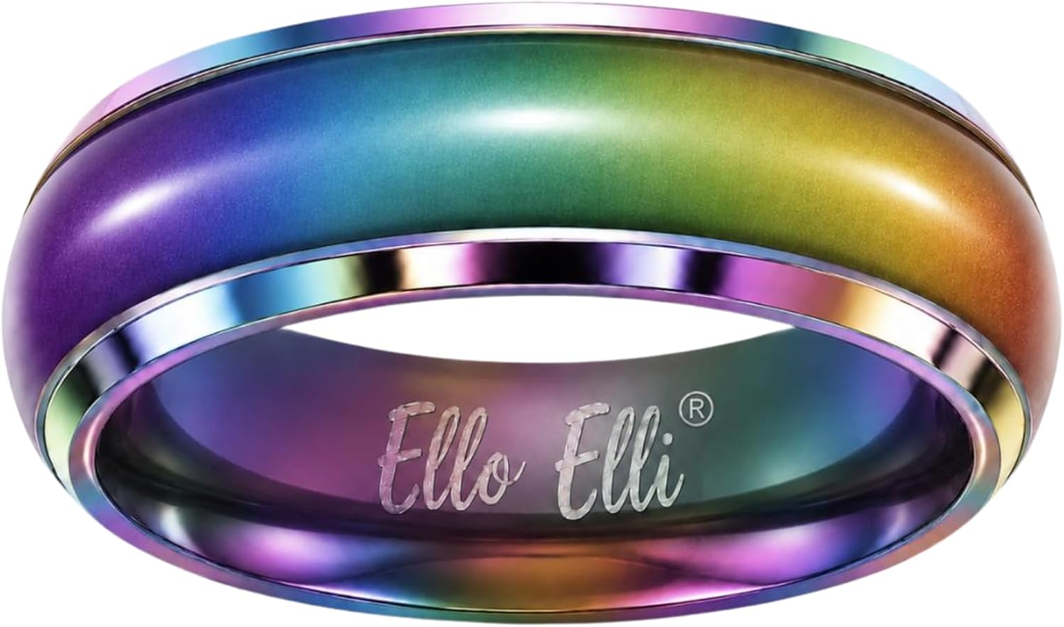 Ello Elli Mood Ring, 6mm Stainless Steel Comfort Fit Band, Color Changing Ring for Men and Women, Multi Color image 2