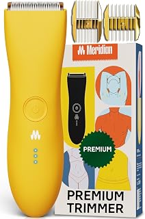 MERIDIAN The Trimmer Premium| Body Hair Trimmer for Men & Women | Solar | Rechargeable and Waterproof Electric Shaver for Pubic Area, Chest, Legs and Bikini Line with 2 Guide Combs Included