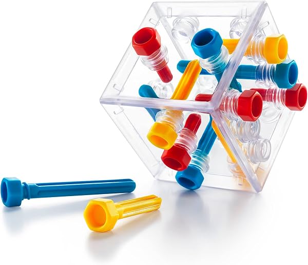 SmartGames – Criss Cross Cube – Puzzle 3D 8 Ans +– 80 défis de réflexion – Casse-tête vis et écrous – Jeu de logique Enfant dès 8 Ans – Jeu Solo éducatif – Format Compact transportable