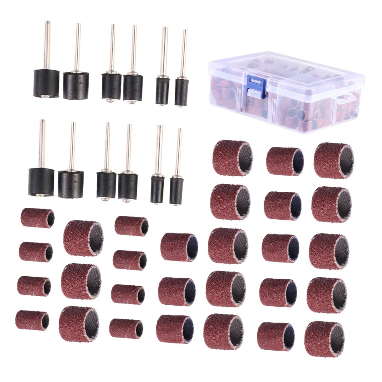 minkissy 252pcs Sandpaper Bands Set Mandrel Drum Sander Sleeves Tough Elastic Durable for Wood Metal Plastic Polishing