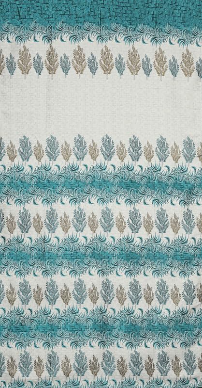 Image of Exporthub Jacquard Jute Curtains 9 feet Long Set of 2 Piece Aqua Blue Color Room Darkening Eyelet Long Door Curtain - for Living Room and Bedroom (EHSPR974 94)