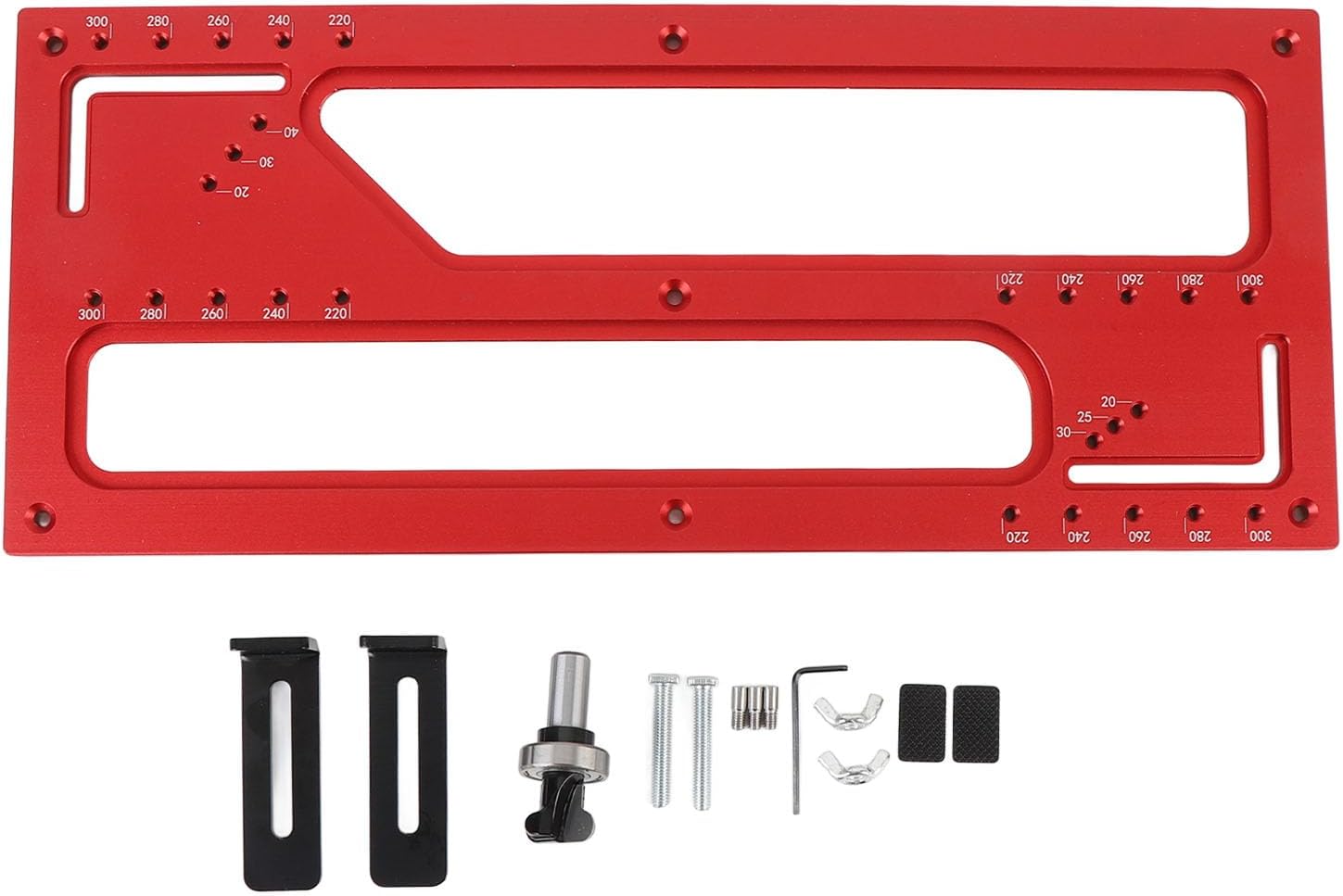 WALFRONT Embedded Cabinet Door Handle Cutting Template with Semi Circular Router Bit Aluminum Alloy for Stable Clamp for Precise Cuts and Clean Finish