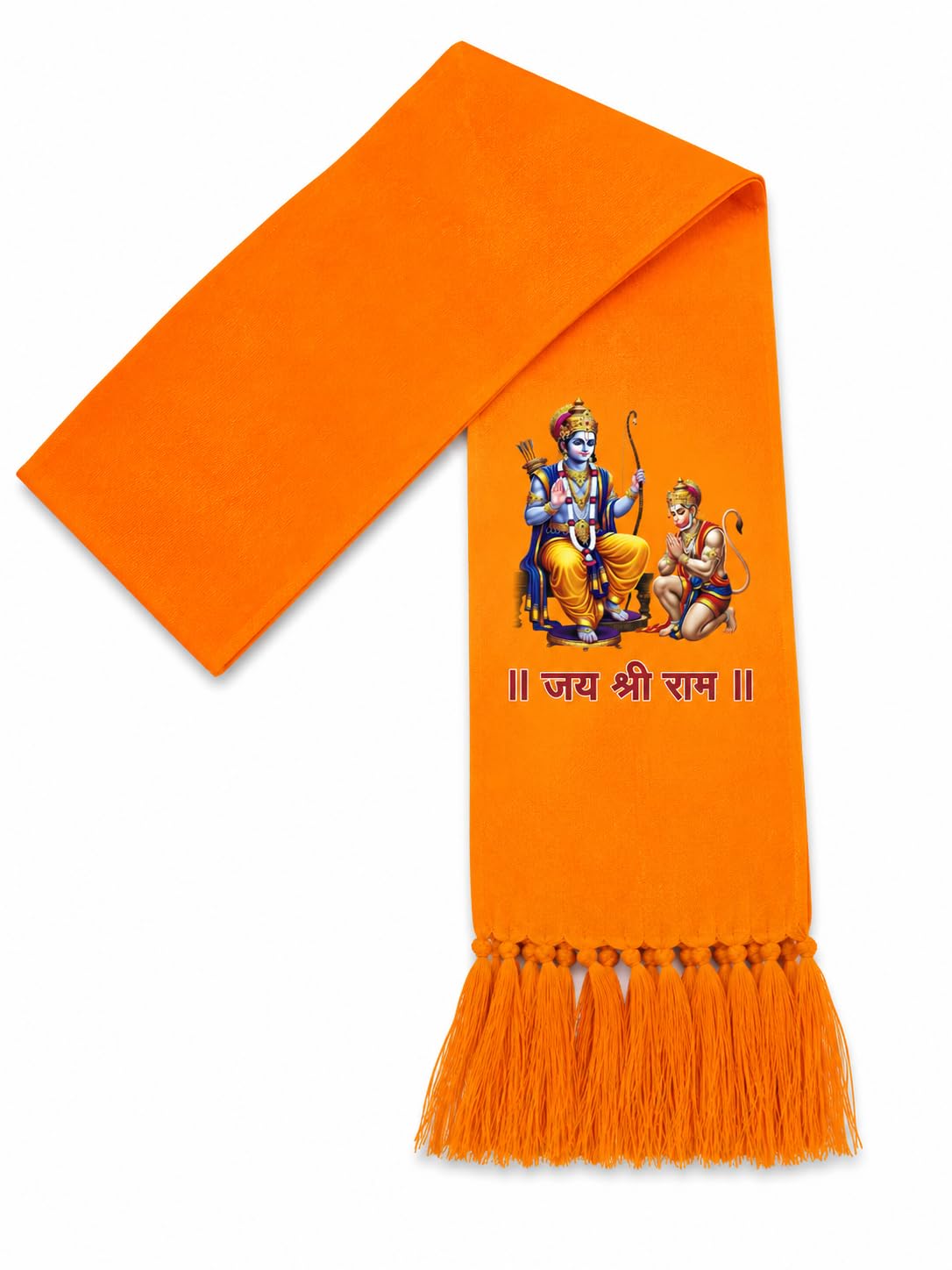 shrim aaradhya Jai Shri Ram Bhagwa Patka/muffler with Ram Ji & Hanuman Ji Print, Orange, for Religious and Public Gatherings-picture-52
