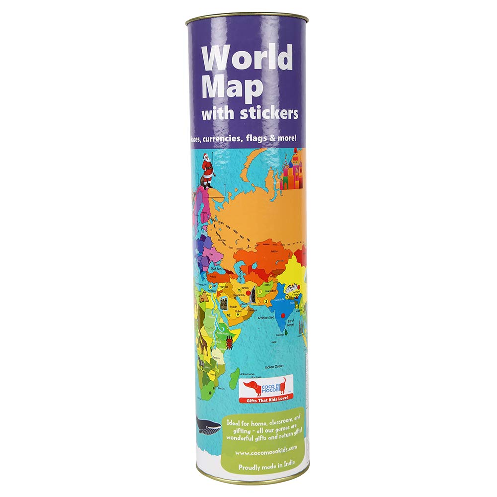 Coco Moco - World Map with Reusable Stickers Activity Kit - STEM Games