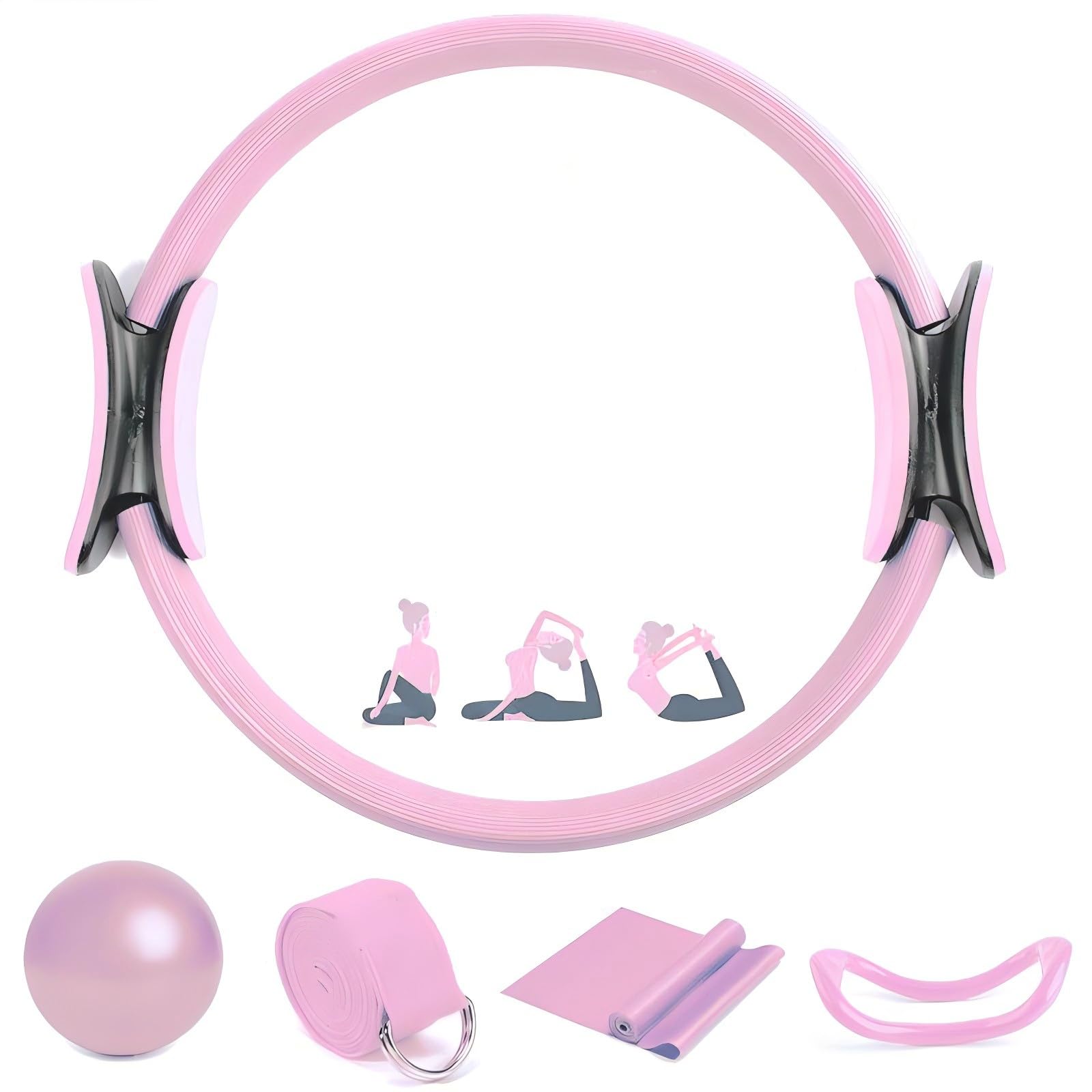 Kits De Pilates Anneau Pilates Cercle Pilates Pilates Kit Sport Maison,Anneau De Support De Ballon De Yoga, Anneau De Cercle De Pilates Pour Équipement De Fitness Et D'Exercice Pilates Accessoires(Ros