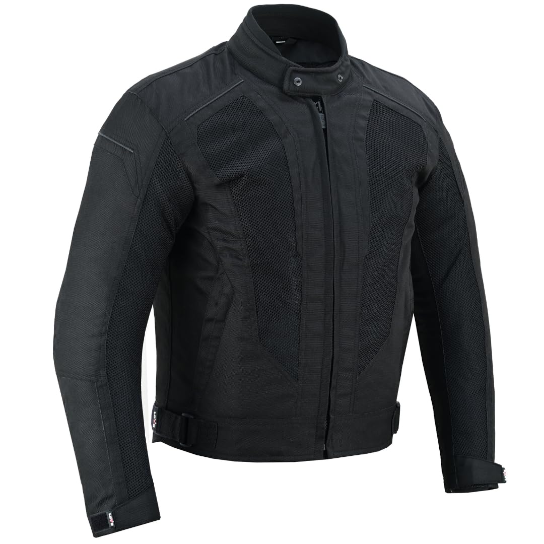 LOVO Giacca estiva da moto, design traforato, colore nero (Unisex)