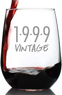 Bevvee Vintage 1999 Stemless Wine Glass - 26th Birthday Gifts for Women & Men Turning 26 - Bday Party Decor - Large 17 oz