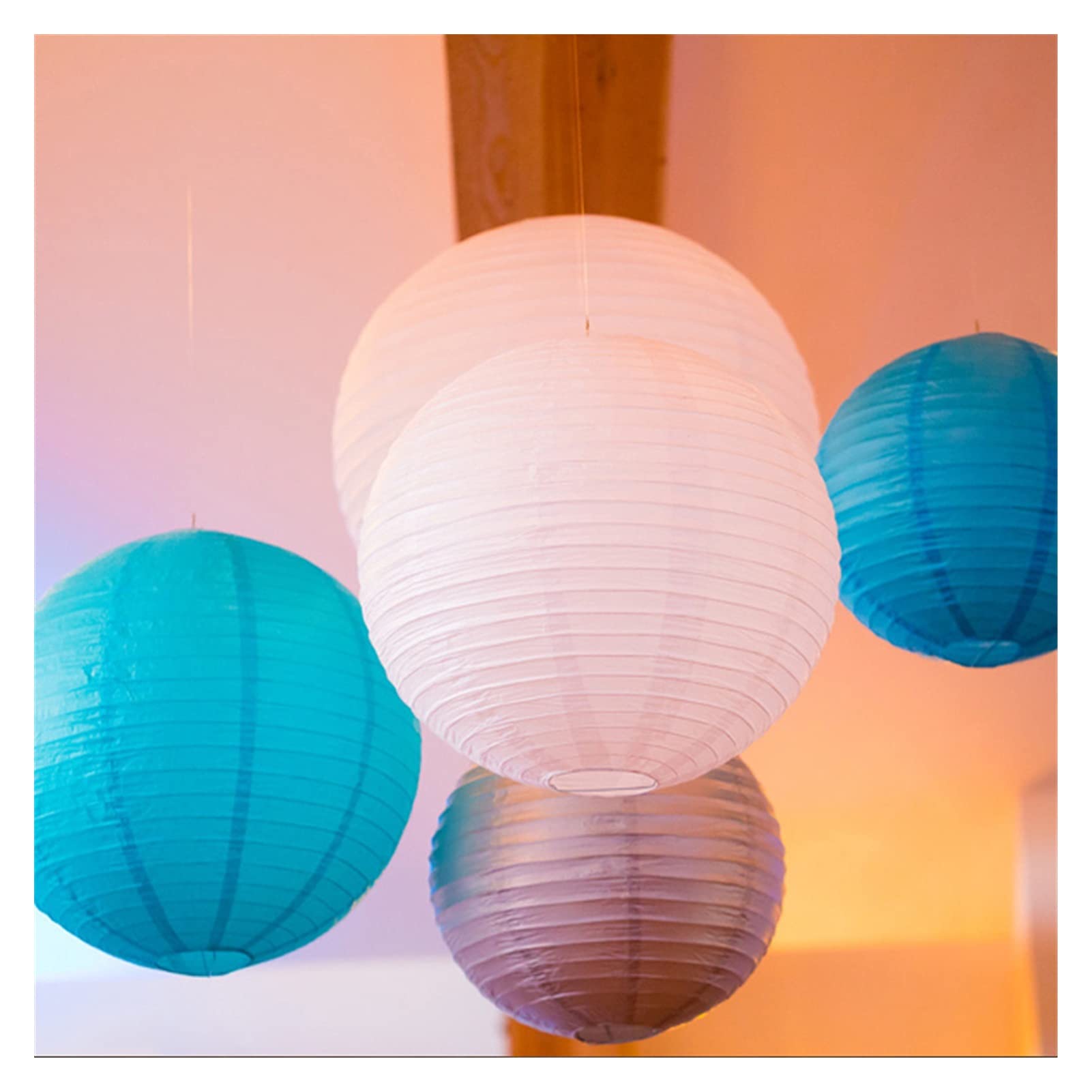 Laternenfest 10pcs / Lot 6-16inch Weiße chinesische Papierlaterne Lichter bunt LED Papier-Ball-Lampion Festival Hochzeits-Party-Dekoration (Color : Purple, Size : 16inch)