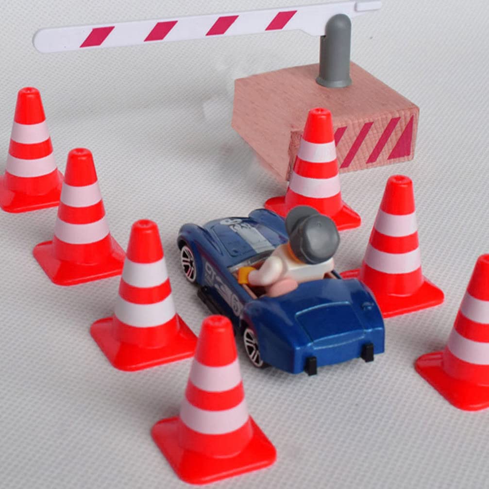 Mini conos de tráfico para niños: 50 piezas de mini conos de construcción, juguetes de mesa de arena, juguetes educativos para letreros de tráfico, decoración de pastel para niños y niñas 8