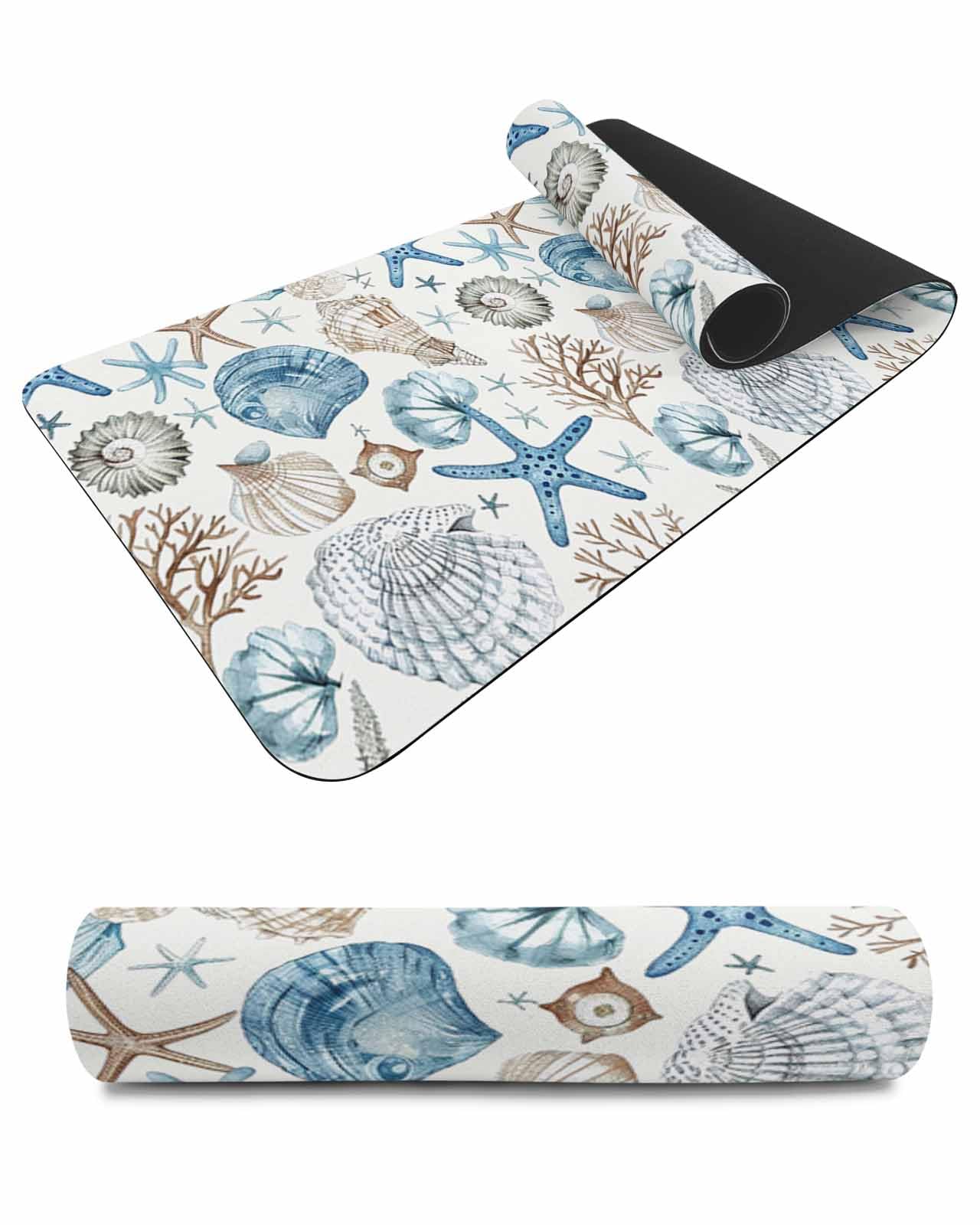 Debedcor Heat Proof Table Pads Waterproof Decorative, Conch Coastal Non-Slip Table Countertop Protector, Nautical Shell Coral Starfish Ocean Insulation Mat for Dining Room, 48 x 12 Inches