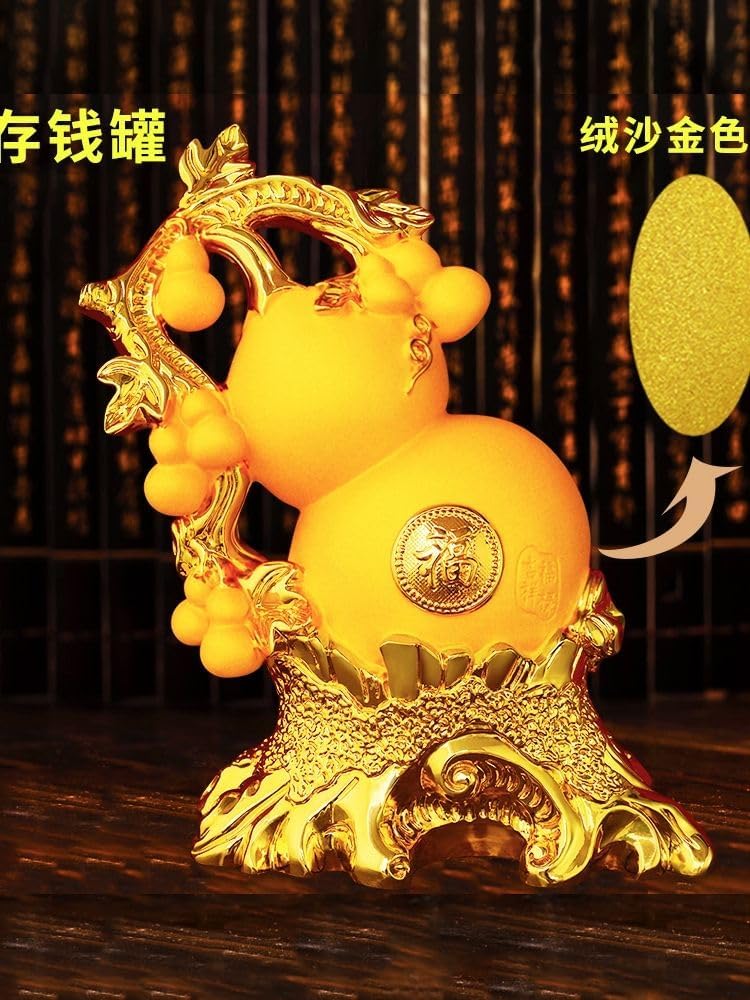 葫芦 Pure Copper Gourd Retro Home Decor Tabletop 存钱罐 Piggy Banks Best Birthday Gifts Home Decoration 摆件 Feng Shui Figurine Home Office Decor Chinese Gifts 大人客厅创意只进不出储蓄罐可进可出2025新款 8416