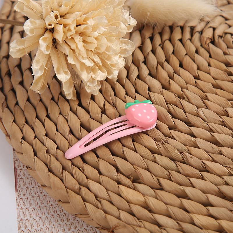 8 Pcs Pink Lovely Strawberry Hair Clips, Fruit Hair Clips Strawberry Hair Accessories for Girls - Image 2