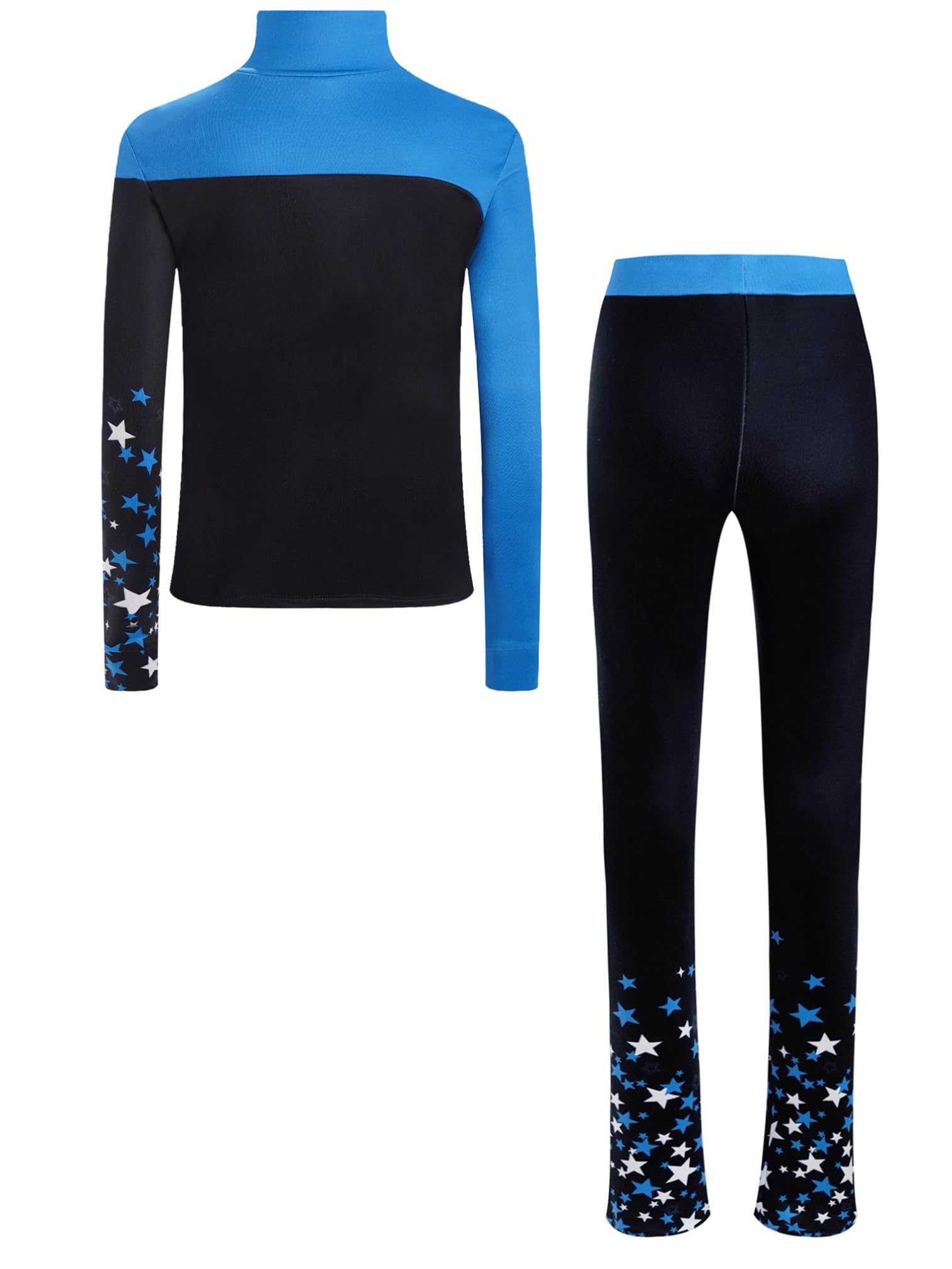 ranrann Ensemble Patinage Artistique Fille Veste Chaud Polaire avec Pantalon Collant Legging Tenue Patinage sur Glace Sport D Bleu 11-12 ans