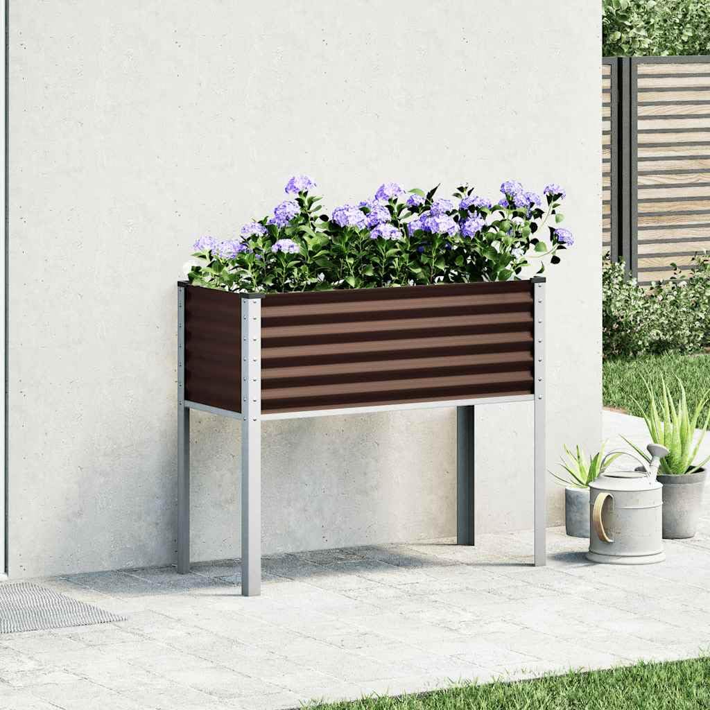 Jardinera marrón de acero 100 x 45 x 90 cm, jardinera para balcón y jardín, jardinera de gran volumen, resistente a la intemperie, ideal para patio y cultivo de hortalizas