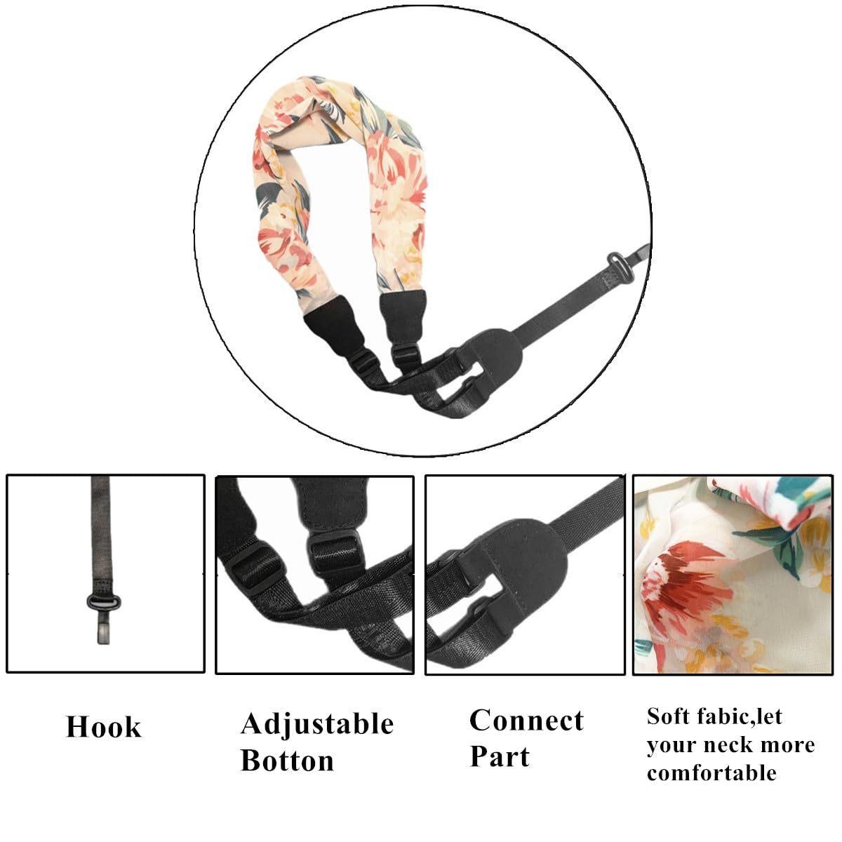 Trssorm Ukulele Strap Scarf Style Adjustable Neck Strap and Ukulele Belt with Hook for Guitar - Image 3