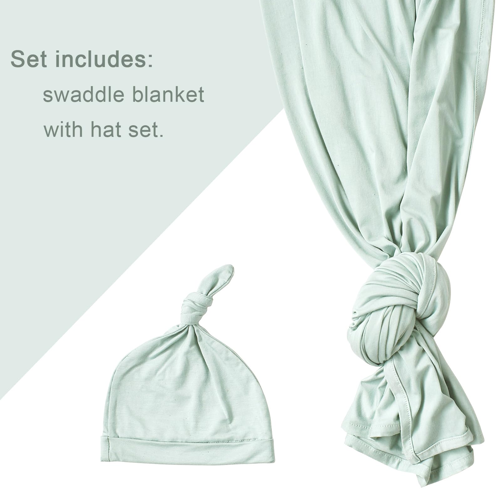Aijoviko Newborn Swaddle Blanket With Hat Set - Jersey Knit Receiving Blanket For Baby Girls & Boys, 35x35 Inches