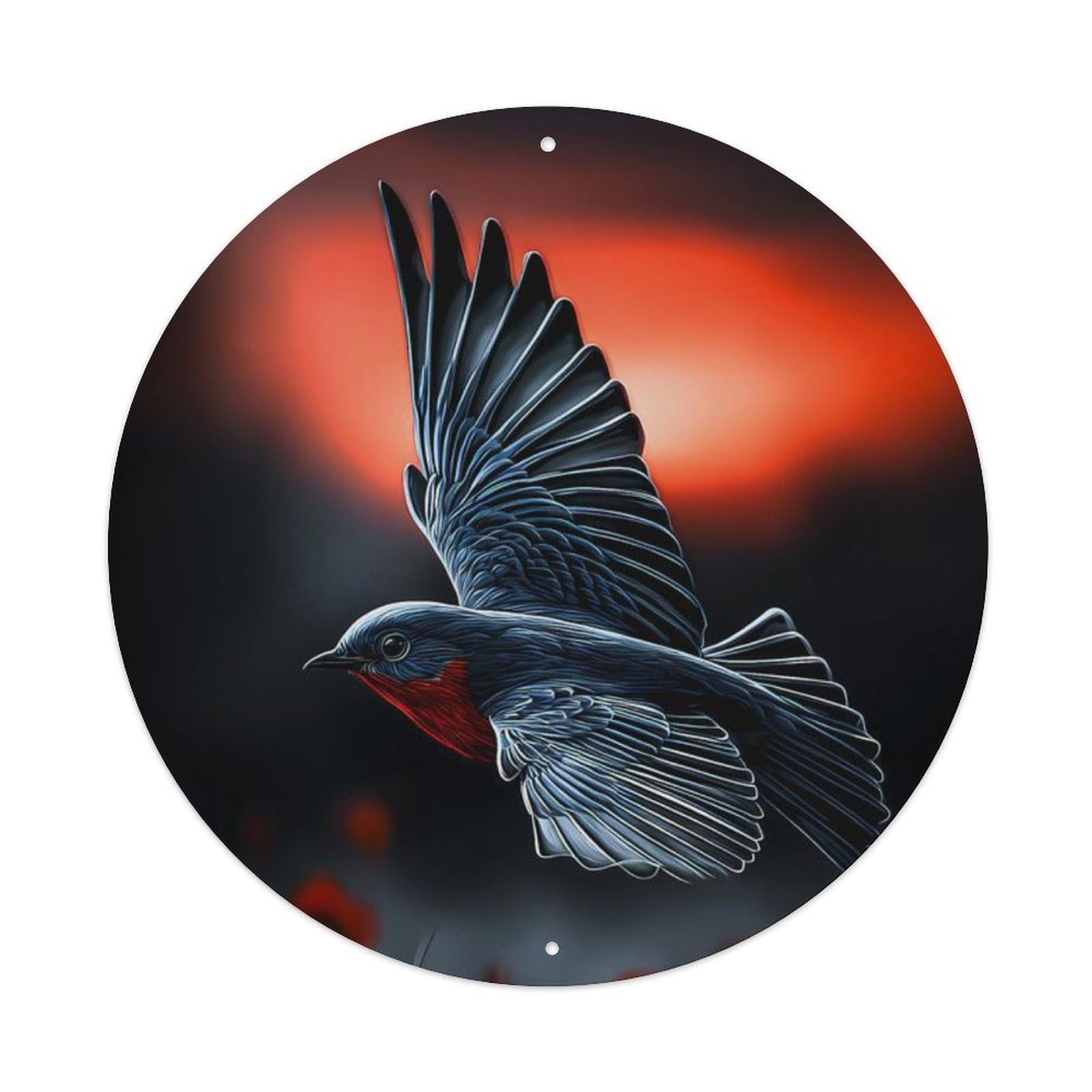 Animal Robin Red Breast Poppy Dark Moody Aesthetic Vintage Metal Tin Sign Plaque Wall Decor for Cafe, Club Bar, Office, Garden Metal Poster 8x8Inch