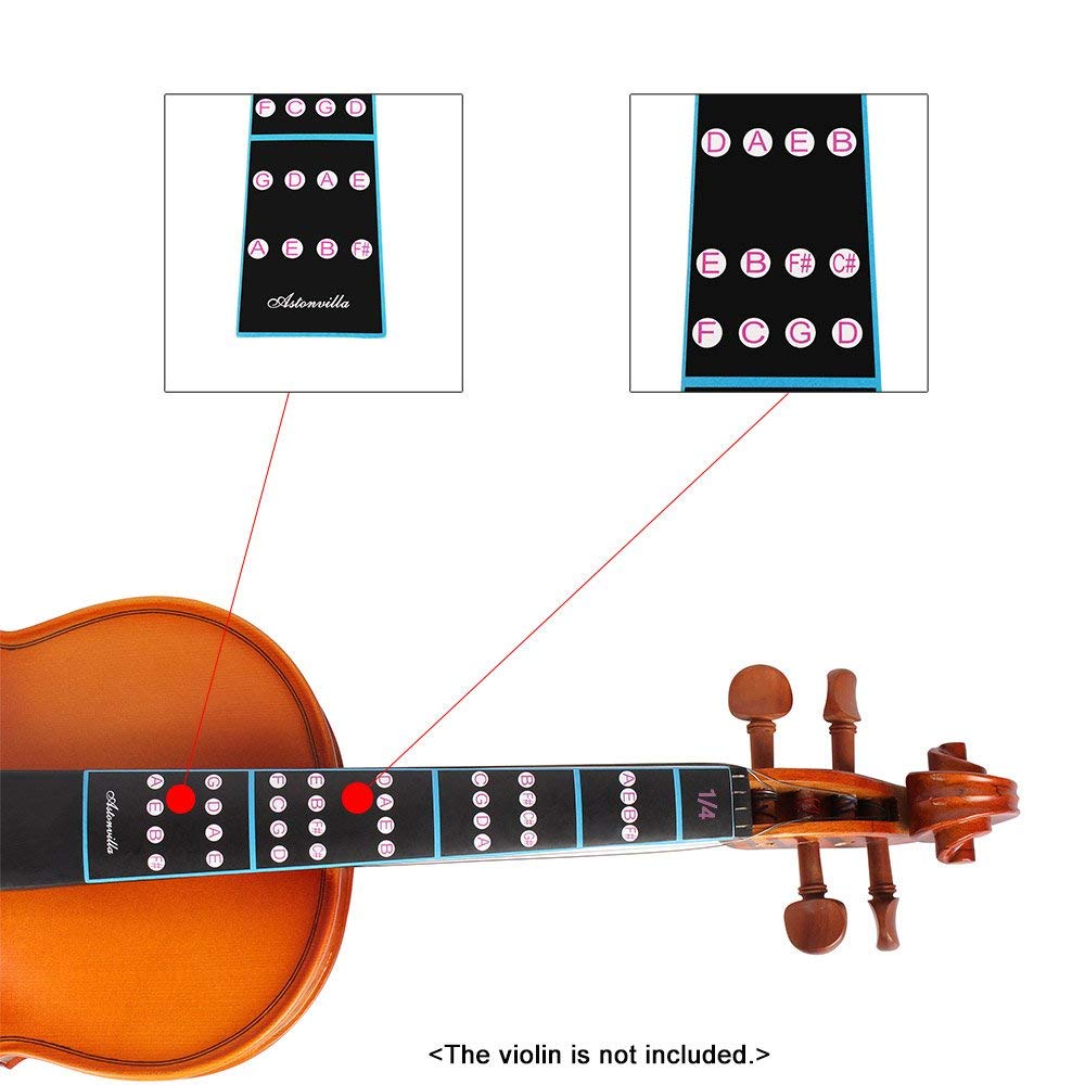 Violin Finger Guide 1/4 Full Size Violin Fingerboard Sticker Fret Position Indicator, Fiddle Fingerboard Intonation Chart Stickers Fingering Label 2