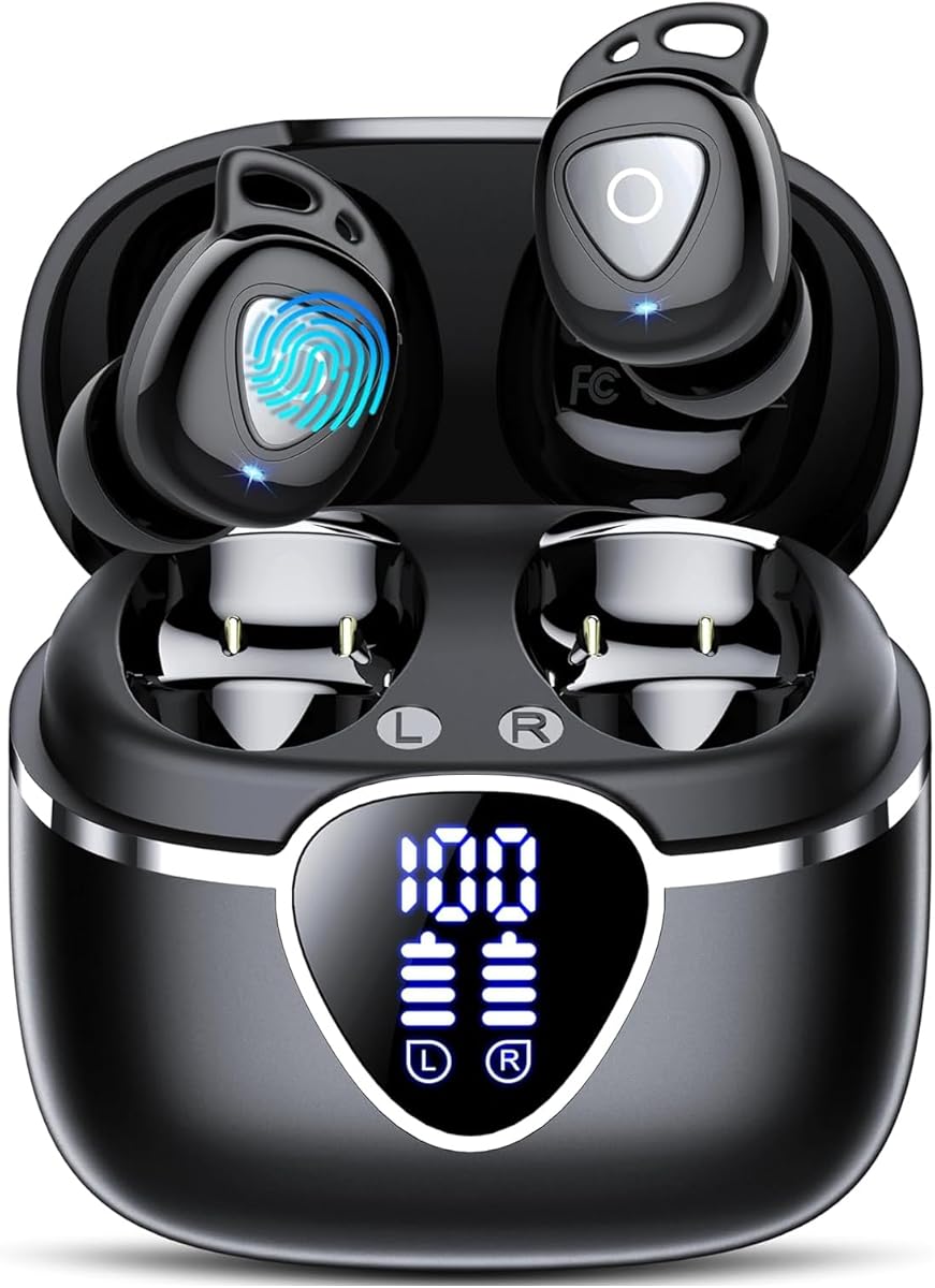 Wireless Earbuds, 2026 Bluetooth Headphones In Ear with 4 ENC Noise Cancelling, 40H Mic Clear Calls Bluetooth earphones, Deep Bass IP7 Waterproof Mini Ear Buds, USB-C Comfortable for Sport,Work Black