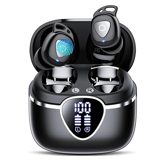 Wireless Earbuds, Bluetooth 5.4 Earphones In Ear with 4 ENC Noise Cancelling, 40H Mic Clear Calls Bluetooth Headphones Deep Bass, IP7 Waterproof Mini Bluetooth Ear Buds, Compact Design LED Display